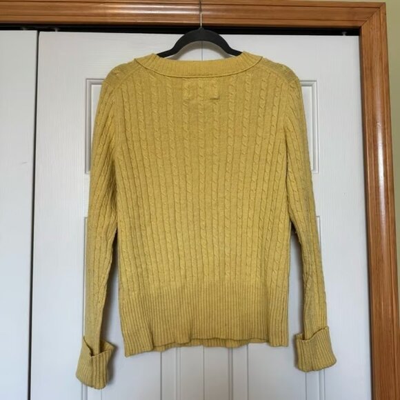 American Eagle Vintage Y2K Cable Knit Angora Blend V-Neck Yellow Sweater Size XL - Picture 2 of 2